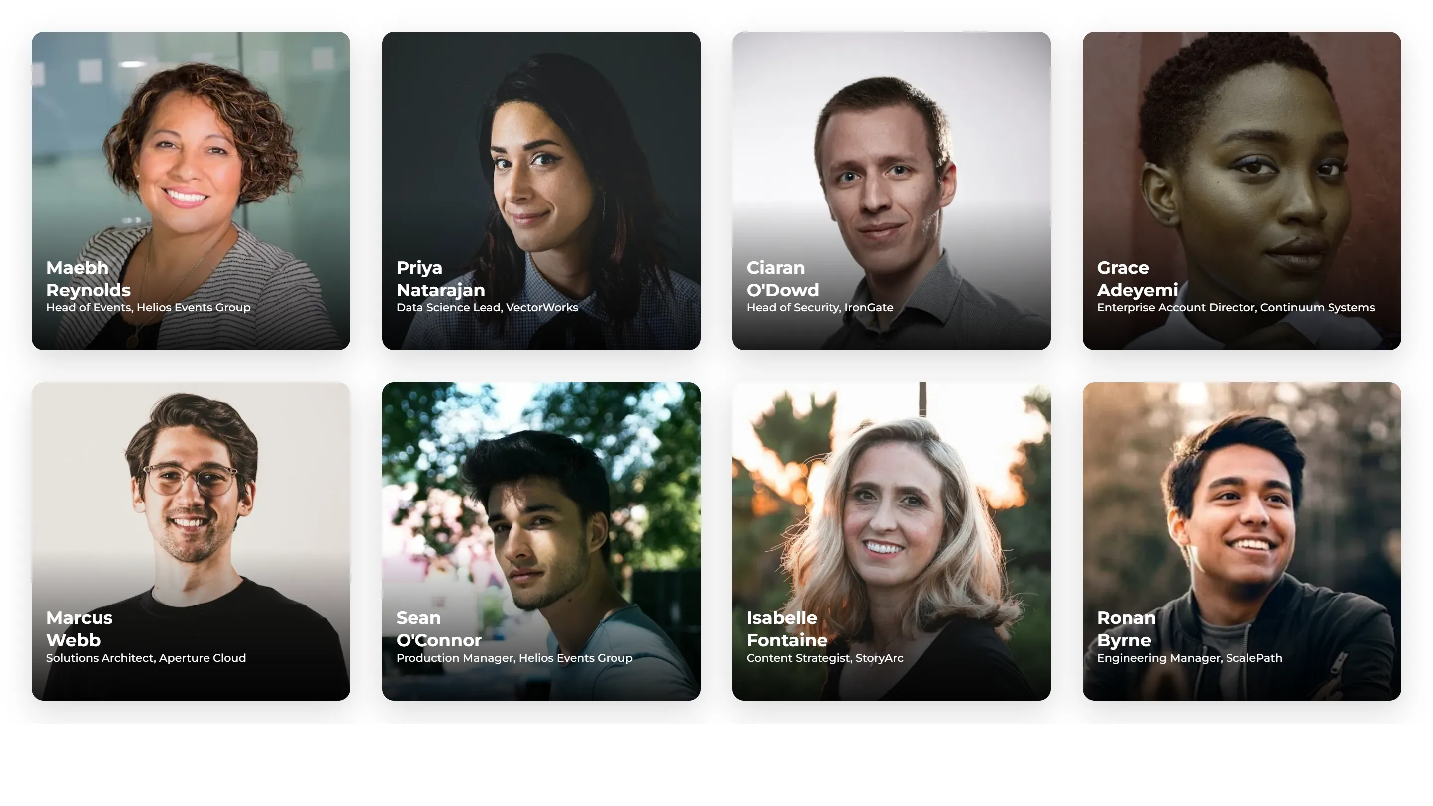The published attendee wall on the event website